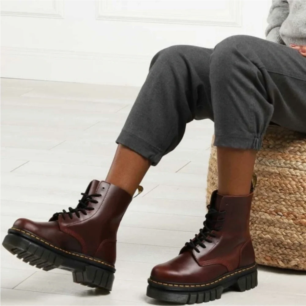 NWT Dr. Martens Audrick Brando Platform Leather Boots UK 4/US 6 - Picture 4 of 17